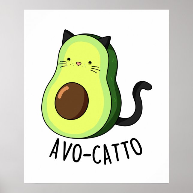 Poster Avocatto Cute Avocado chat pun (Devant)