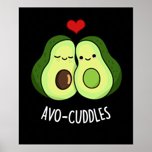 Poster Avocuddles Couple de Funny Avocat Pun BG foncé