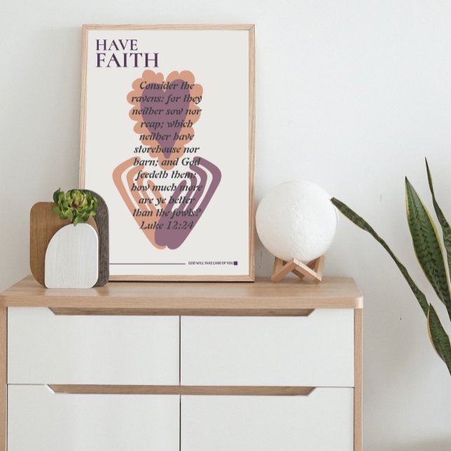 Poster Avoir la foi Écriture Verse Mains de coeur (Have Faith Bible Scripture Verse Poster)