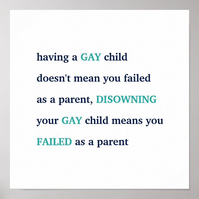 Poster Avoir Un Enfant Gay Amoureux LGBT Pride Citation P (Devant)