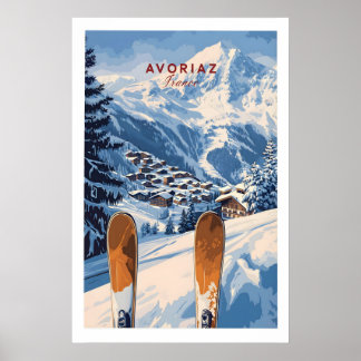 Poster Avoriaz Ski Resort Print French Alps Winter Wall