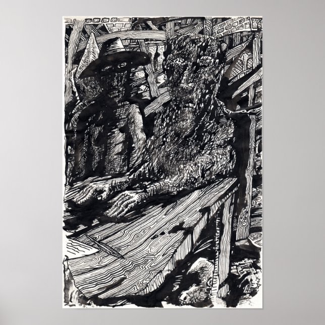 Poster « Avoues ! », dessin à l'encre de Chine (Devant)