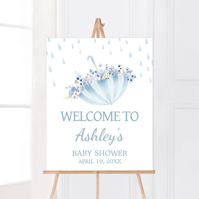 Poster Avril Douche Apporter Mai Fleurs Baby shower Bienv (Boy April Shower Bring May Flowers Baby Shower Welcome Sign)