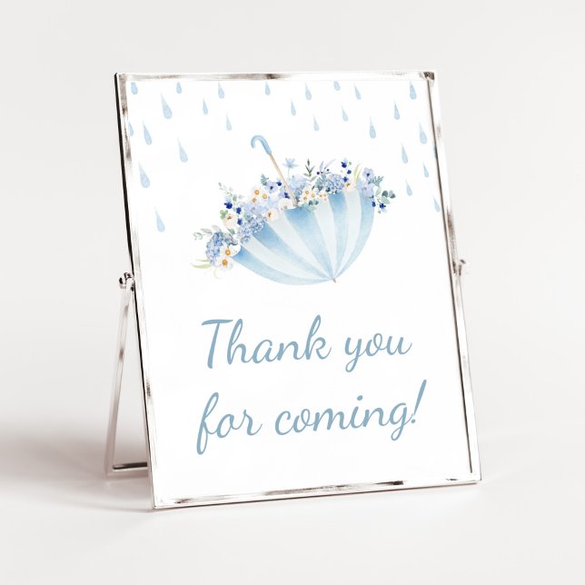 Poster Avril Douche Apporter mai Merci de fleurs pour ven (Boy April Shower Bring May Flowers Baby Shower Thank you for Coming Sign)