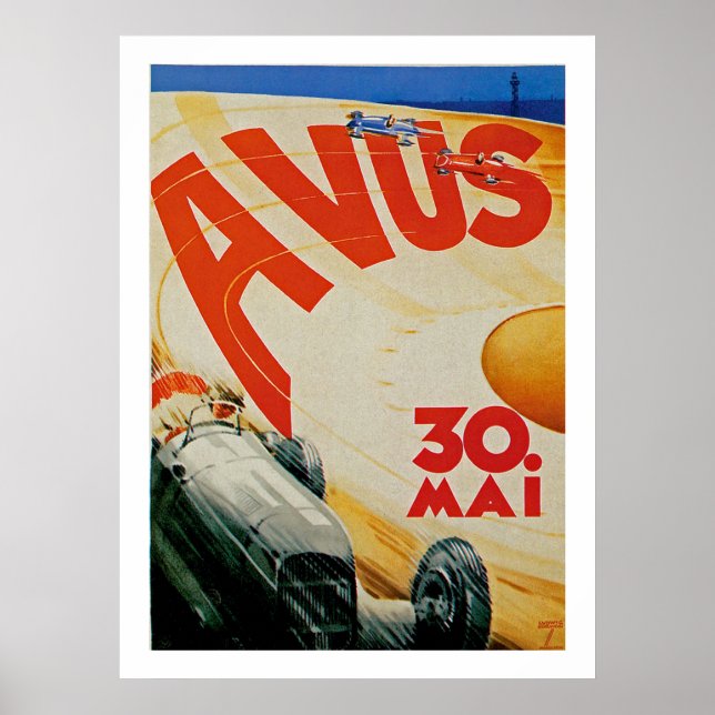 Poster Avus Vintage Auto Race Advertisement (Devant)