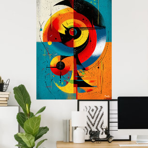 Poster Axe Solaire – Symétrie Bauhaus du Milieu du Siècle