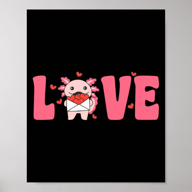 Poster Axolotl Animals With Hearts Love Premium Tri-blend (Devant)