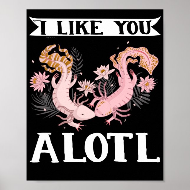 Poster Axolotl Couple Amis Je Vous Aimerais Un Lotl Kawai (Devant)