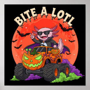 Poster Axolotl Dracula Halloween Citrouille Monster Camio