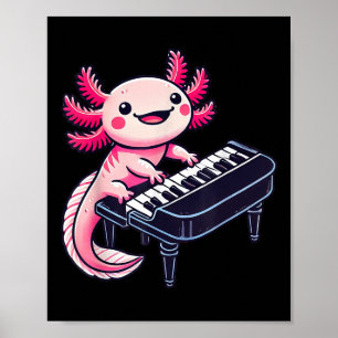 Poster Axolotl Jouer Piano Axolotls Musicien Musique