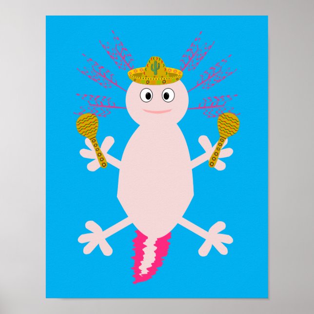 Poster Axolotl mexicain de la fête des morts (Devant)