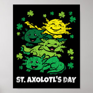 Poster Axolotl Saint-Patrick Cute Animal Trèfle Glover