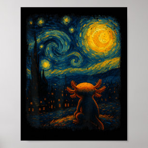 Poster Axolotl Starry Night Van Gogh Cadeaux D'Art Pour L