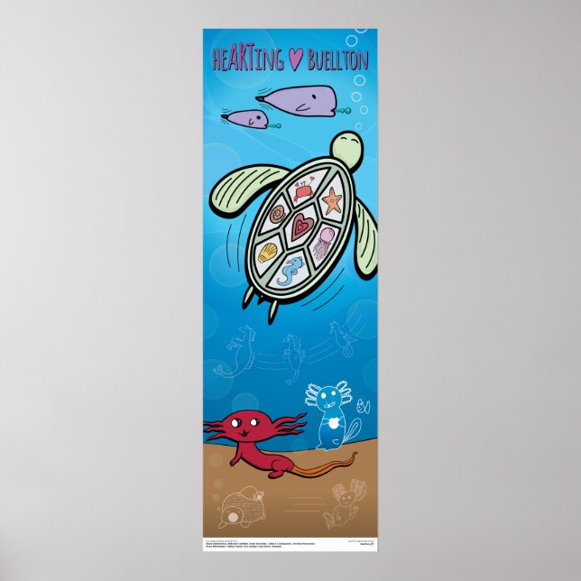 Poster - Axolotls Under the Sea - Buellton.Art (Devant)