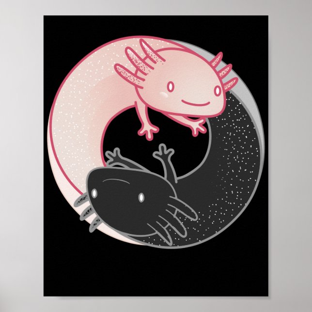 Poster Axolotls Yin Yang Kawaii (Devant)