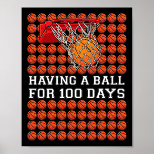 Poster Ayant une balle 100 jours Basket-ball Enfants Garç