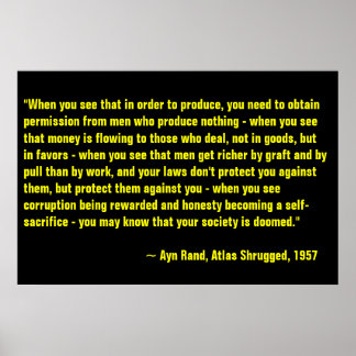 Poster Ayn Rand, Atlas haussé