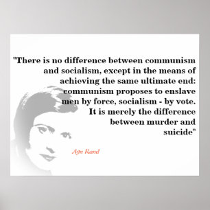 Poster Ayn Rand Cite Le Socialisme Et Le Communisme