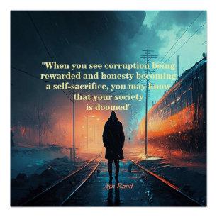 Poster Ayn Rand Cite Sur Votre Société Envahie (John Galt