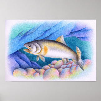 Poster Ayu nageant dans un ruisseau clair.