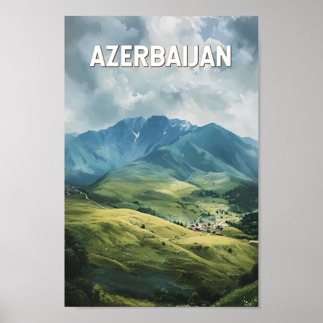 Poster Azerbaïdjan Illustration Voyage Art Vintage (Devant)