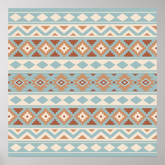 Poster Aztec Essence Ptn IIIb Blue Cream Terracottas (Devant)