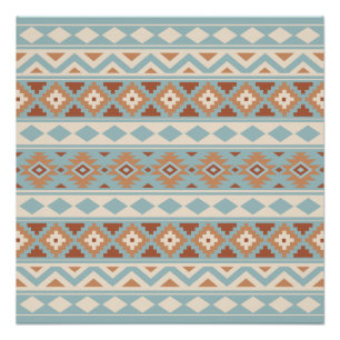 Poster Aztec Essence Ptn IIIb Blue Cream Terracottas