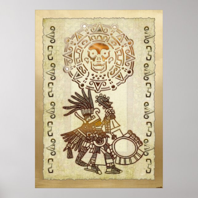 Poster AZTEC Huitzilopochti Folk Art Motif (Devant)