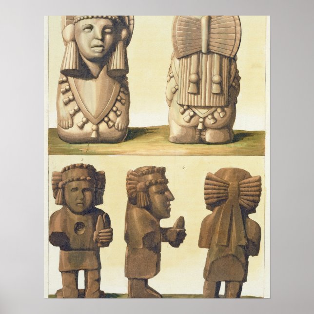 Poster Aztec Idols, Mexique (lithographie couleur) (Devant)