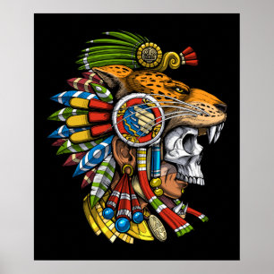 Poster Aztec Jaguar Mask