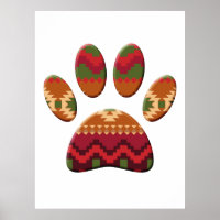 Aztec Motif Dog Paw Art