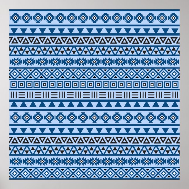 Poster Aztec Style Motif Blues noir et blanc (Devant)