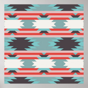 Poster Aztec Tribal Motif Amérindien Rouge