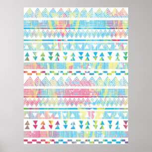 Poster Aztec tribus vibrantes aquarelles abstraites écla