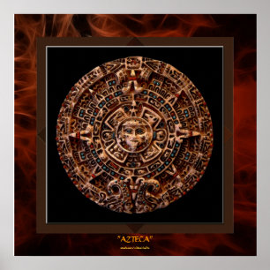 Poster AZTECA ~ Mayan - Calendrier Solaire Aztèque Art Im