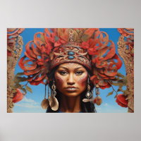 Aztèque Abstrait Fusion Tribale Vibrant Art