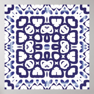 Poster azulejo portugais traditionnel orné. mer vintage