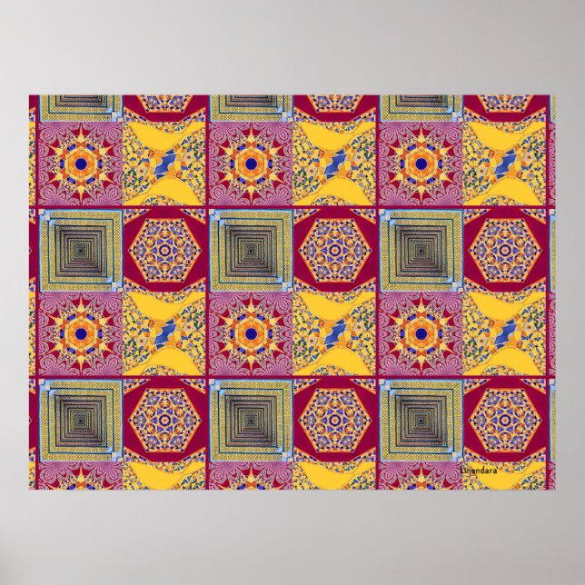 Poster Azulejos Carreaux géométriques avec torsion CG (Devant)