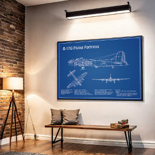 Poster B-17 Forteresse Volante - Plan directeur de l'avio