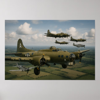 Poster B-17's with P-51 Escort