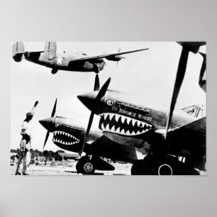 Poster B-24 Libérateur volant sur les avions de chasse P-