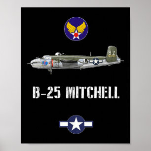 Poster B-25 Mitchell Bombardement de la Force aérienne mi