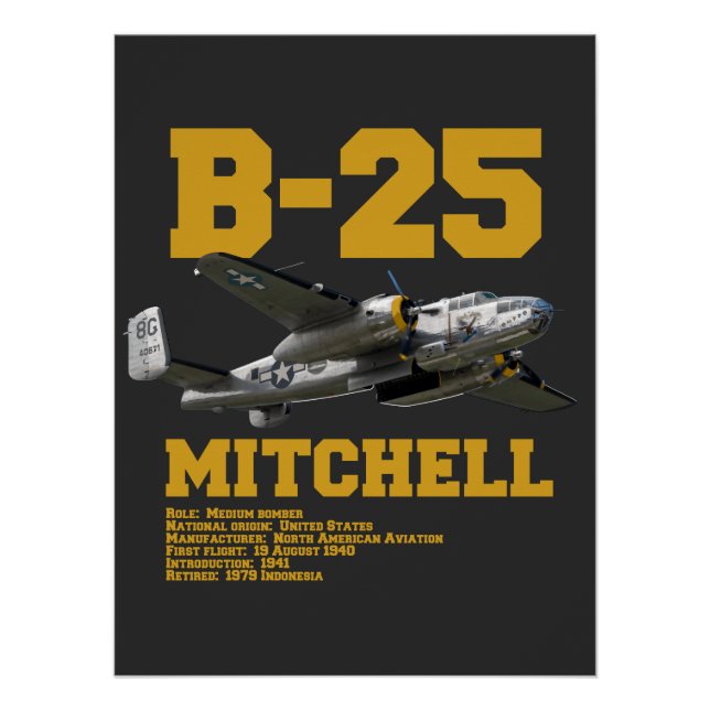 Poster B-25 Mitchell | WW2 Plane (Devant)