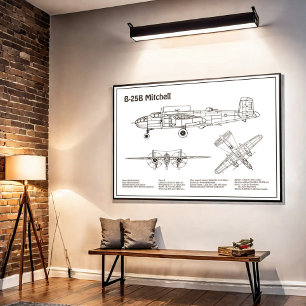 Poster B-25B Mitchell Doolittle - Plan d'avion BD