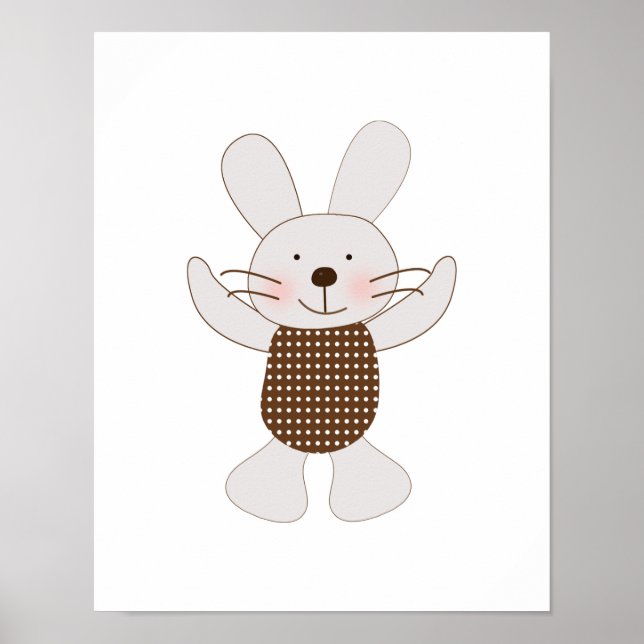 Poster B est pour l'affiche d'art de lapin ours en peluch (Devant)