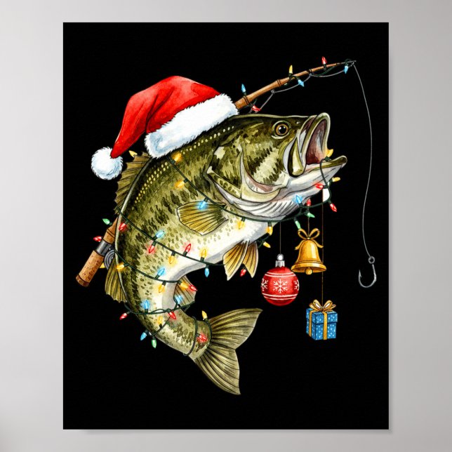 Poster B Fish Festive Lights Christmas Funny Fishing Long (Devant)