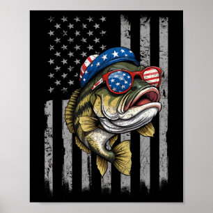 Poster B Poisson 4 juillet Américain Drapeau Poisson Patr