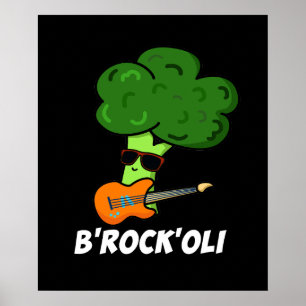 Poster B-Rock-Oli Funny Rocker Broccoli Pun Dark BG