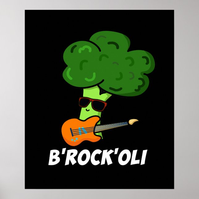Poster B-Rock-Oli Funny Rocker Broccoli Pun Dark BG (Devant)
