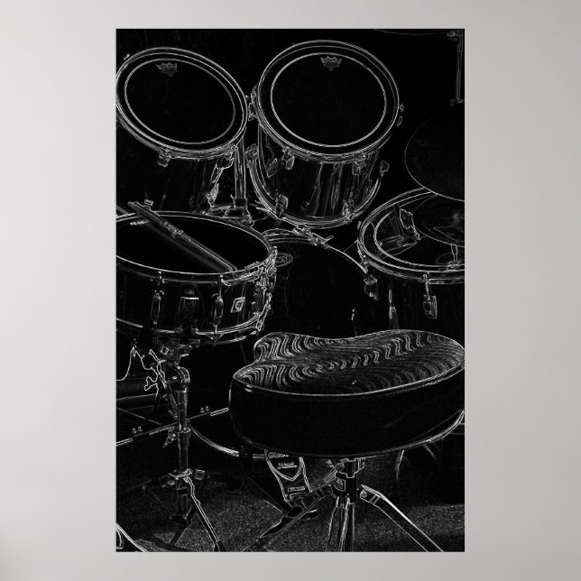 Poster B/W Drumset 1 (Vorne)